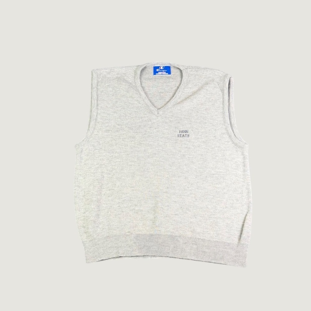 Vintage Champion Penn State Sweater Vest Mens XXL Gray V-Neck Made in USA Knit